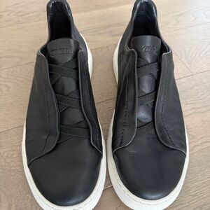 Ermenegildo Zegna triple stitch black sneakers